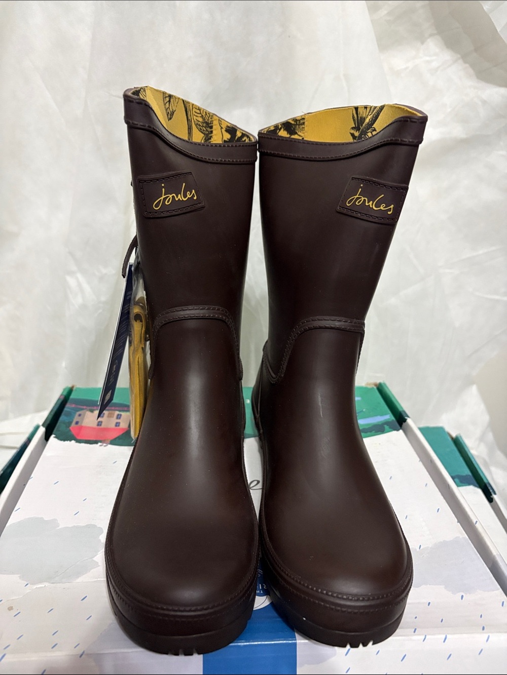 Joules Brown Mid-Calf Rain Boots size US 7 NWT